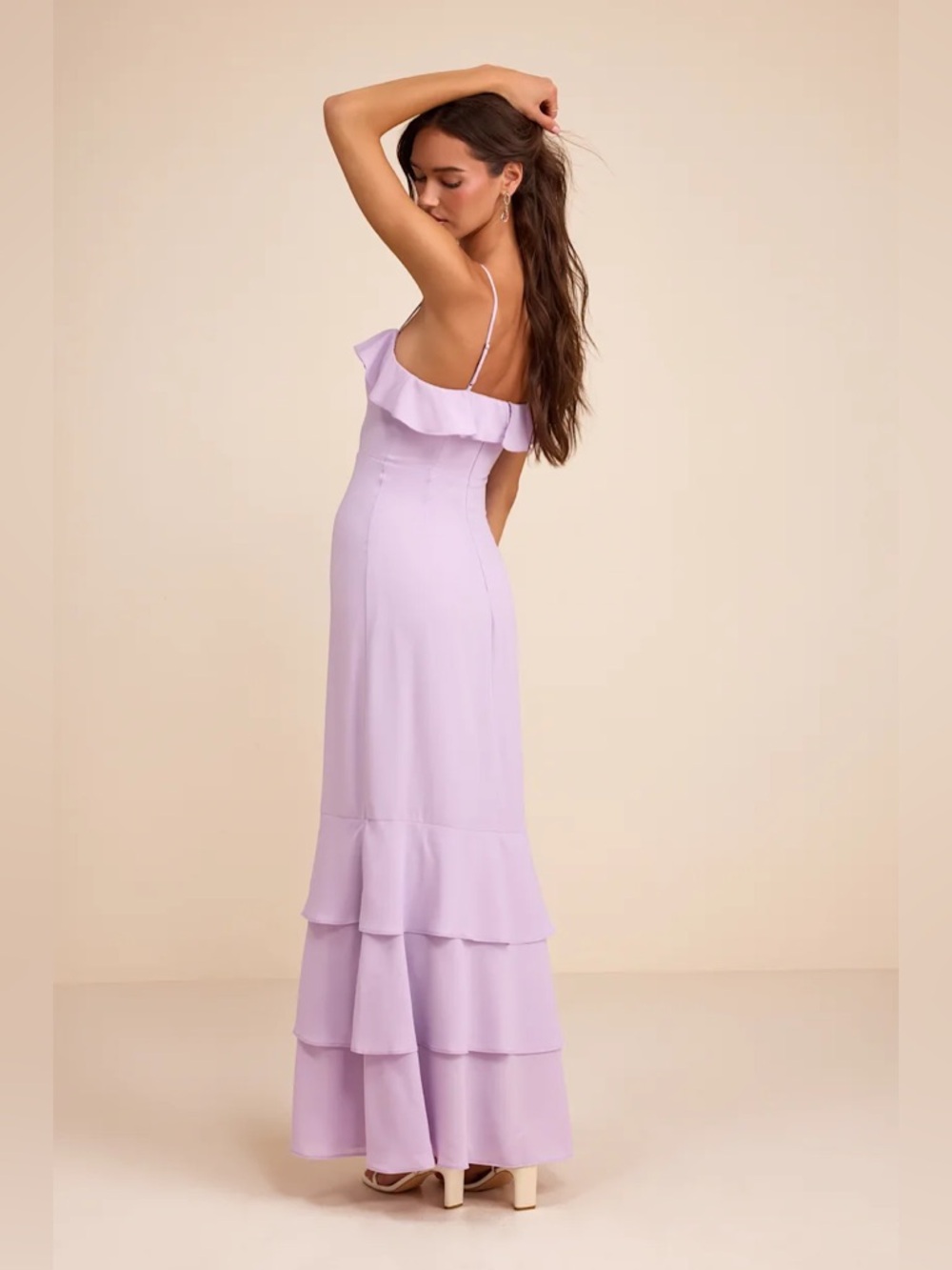 Lulu's Lilac Ruffle Strap Maxi Dress - Picture 2 of 8